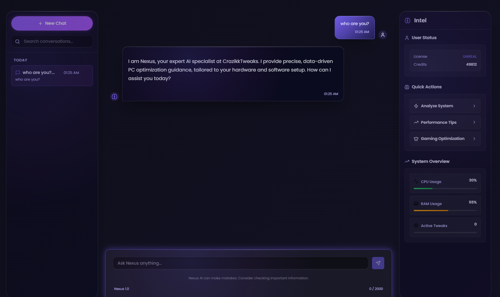 AI Assistant interface